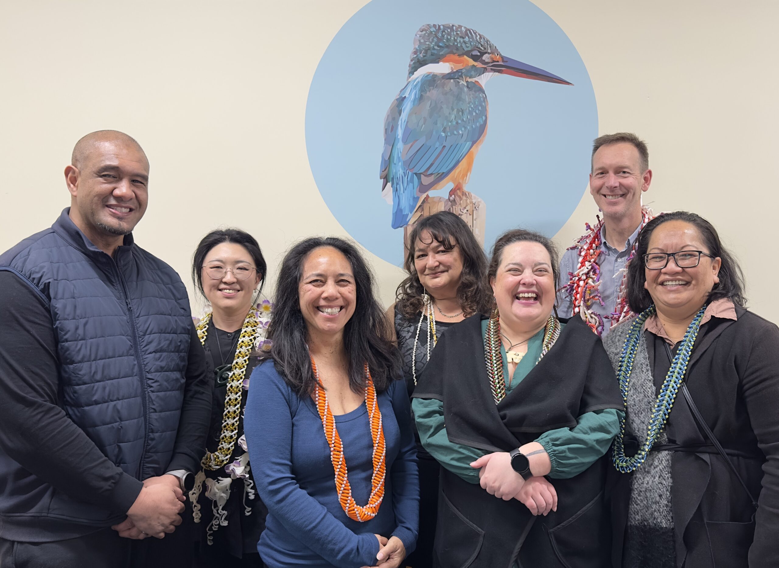 At the signing of the agreement from left: Richy Misilei, Ivy Guo, Manuhiri Huatahi, Kim Taunga, Carla Jeffrey, Mark Crookston and Francis Leaf.